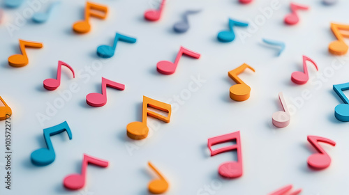 Silhouettes of music notes on a white background, representing composing and karaoke - 