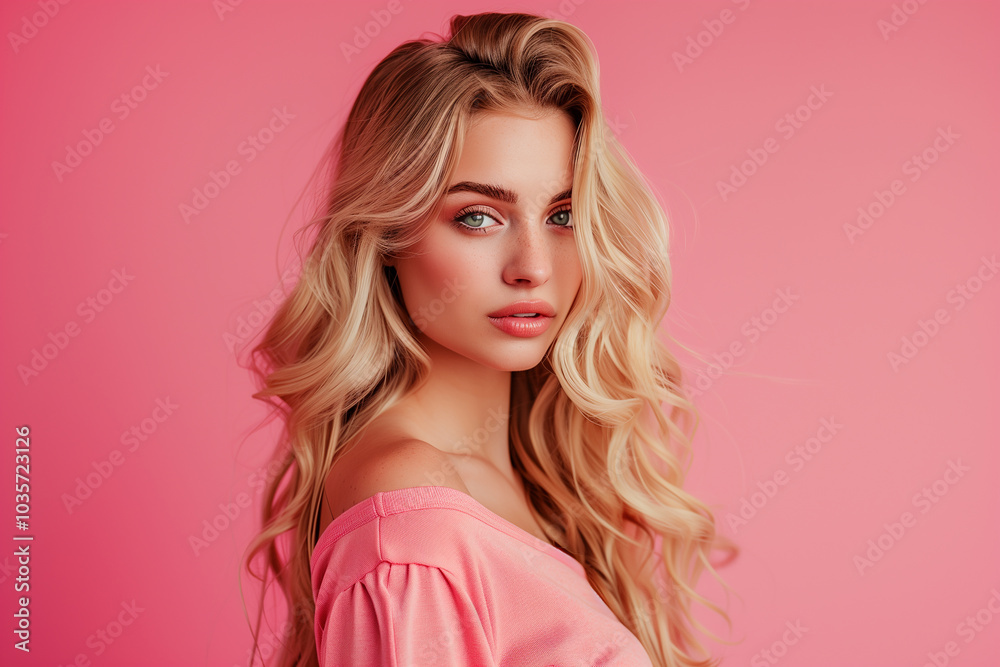 Sensual blond woman portrait. Beauty model with fashion make-up, long blonde hair and beautiful face. Beauty salon, cosmetic, hair and skin care concept Sensual blond woman portrait. Beauty model with fashion make-up, long blonde hair and beautiful face. Beauty salon, cosmetic, hair and skin care concept