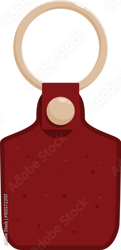 Red leather keychain hanging, perfect for placing your logo or design