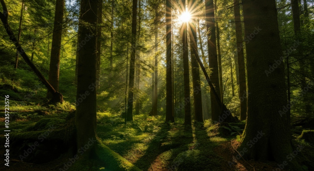 Sunlight Through Forest Trees Sunlight Through Forest Trees
