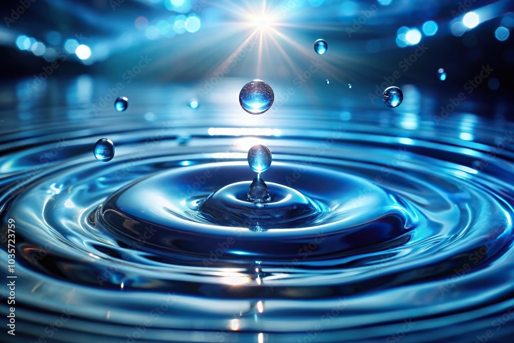 Abstract water background with glowing drops Abstract water background with glowing drops