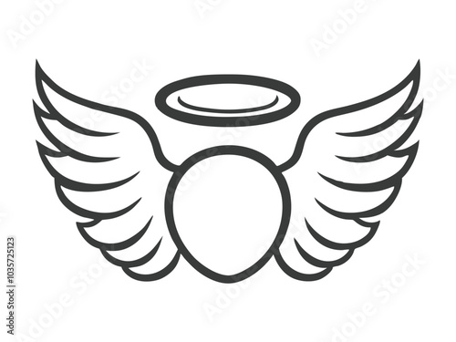 Minimalist Angel Wings and Halo Vector for Spiritual and Memorial Logos.