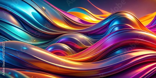 Futuristic Fluid Background with Dynamic 3D Flow Shapes in Vivid Colors for Modern Design