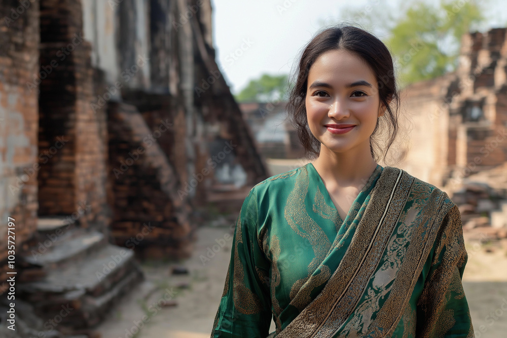 Thai women wear traditional Thai dresses. At the Songkran festival Thai women wear traditional Thai dresses. At the Songkran festival