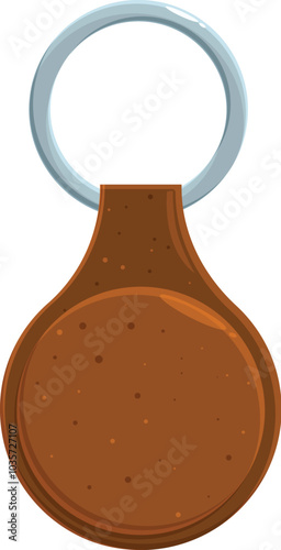 Round leather keychain with a metal ring is hanging, creating a perfect mockup for showcasing designs