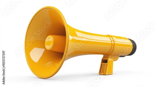 A bright yellow megaphone designed for amplifying sound and communication.