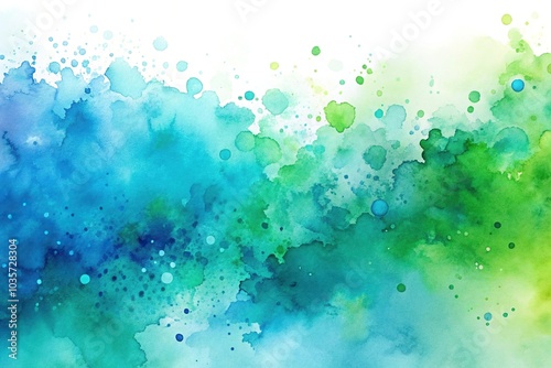 Abstract watercolor background with blue and green watercolor splash silhouette