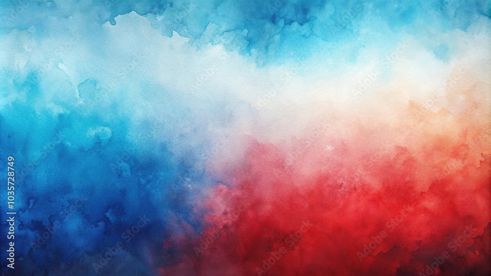Fototapeta premium Abstract watercolor background with blue and red gradient texture