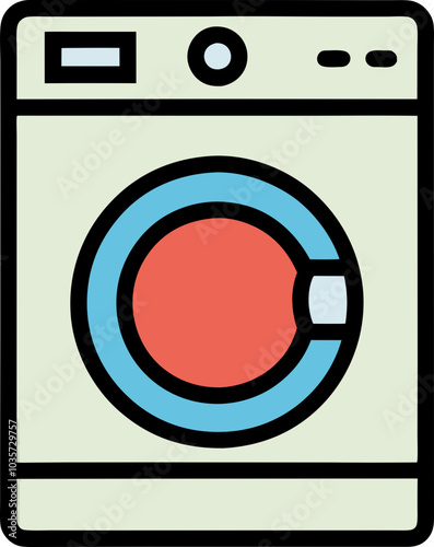 Colorful washing machine icon in simple flat design 스타일의 세탁기 아이콘