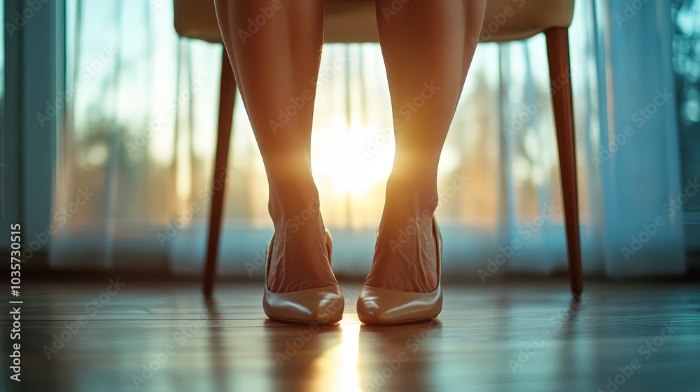 A person stands poised in elegant high heels with a beautiful sunlit backdrop, exuding a sense of confidence, sophistication, and timeless elegance. A person stands poised in elegant high heels with a beautiful sunlit backdrop, exuding a sense of confidence, sophistication, and timeless elegance.