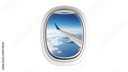 view from airplane window, airplane window transparent background