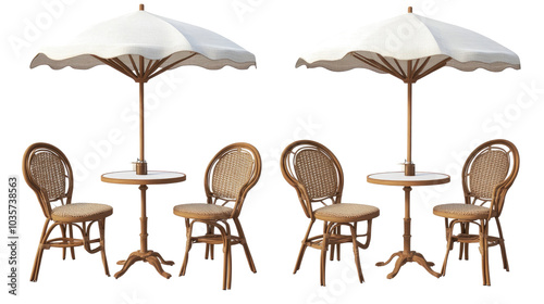 Obraz na płótnie Cafe Tables With Chairs and Parasols Arranged for Outdoor Dining Generative AI w salonie