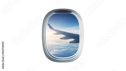 view from airplane window, airplane window transparent background photo