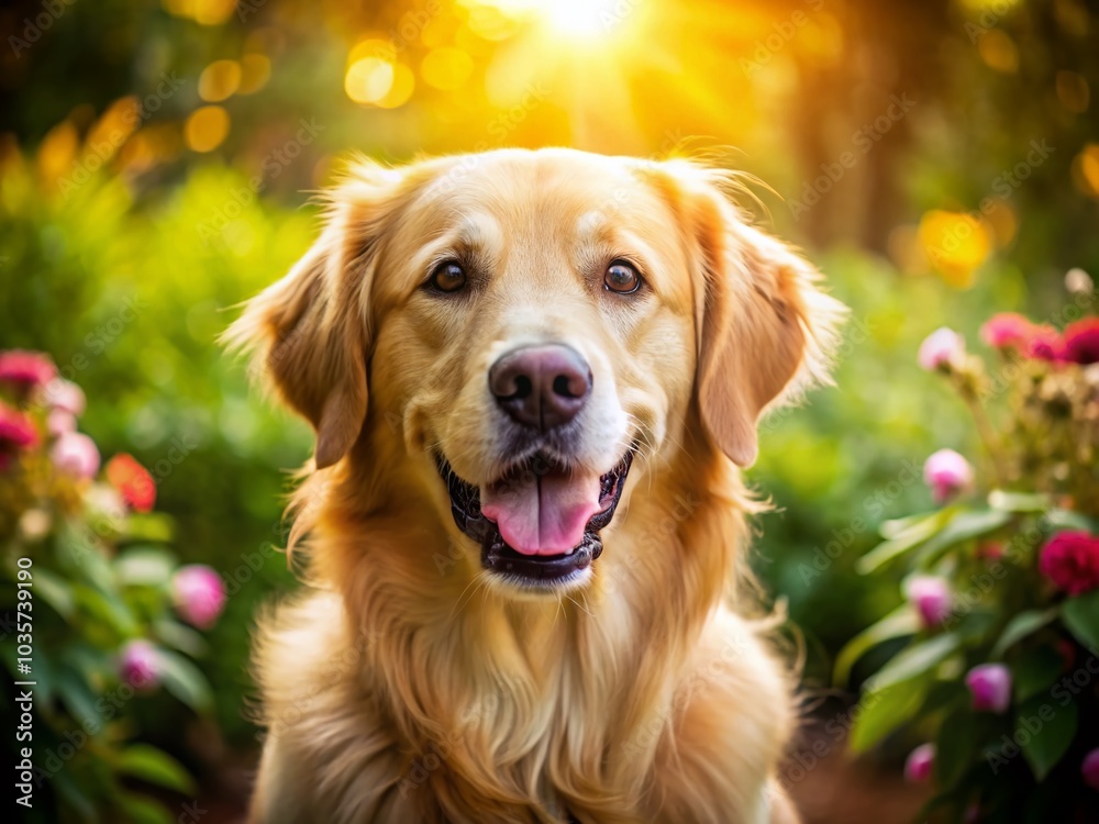 Happy Golden Retriever Portrait in Natural Light for Dog Lovers and Pet Enthusiasts Happy Golden Retriever Portrait in Natural Light for Dog Lovers and Pet Enthusiasts