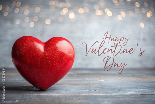 Happy Valentine's Day Greeting Card with Red Heart Design for Romantic Celebrations