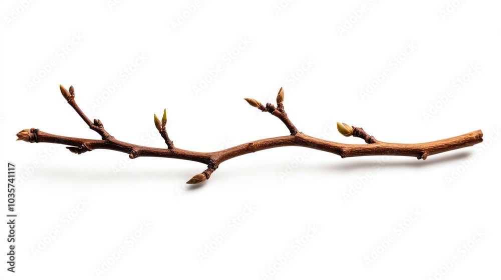 Branch with buds, white isolate background Branch with buds, white isolate background