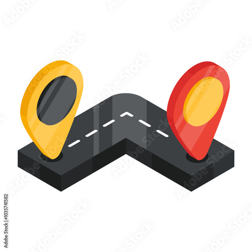 Conceptual flat isometric design icon of road location 

