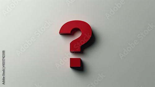 Red question mark sign on a gray background. 3D red question mark.