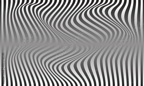 abstract black and white gradient wave line pattern.