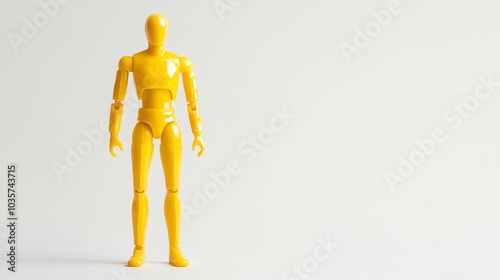 Yellow mannequin, white isolated background photo