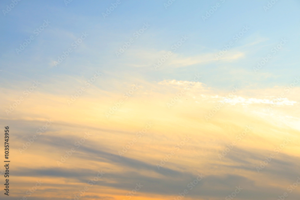 Evening sky with soft blur effect, featuring calm hues for use in background designs or peaceful themes Evening sky with soft blur effect, featuring calm hues for use in background designs or peaceful themes