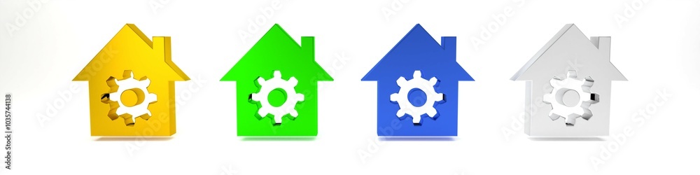 Colorful Smart home settings icon isolated on white background. Remote control. Minimalism concept. 3D render illustration Colorful Smart home settings icon isolated on white background. Remote control. Minimalism concept. 3D render illustration