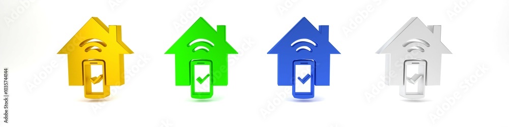 Colorful Smart home - remote control system icon isolated on white background. Minimalism concept. 3D render illustration