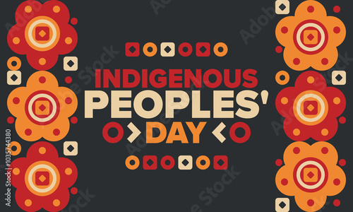 Indigenous Peoples' Day. Native American Day. American Indian culture. Heritage Month. Celebrate annual in United States. Tradition pattern. Poster, card, banner and background. Vector illustration