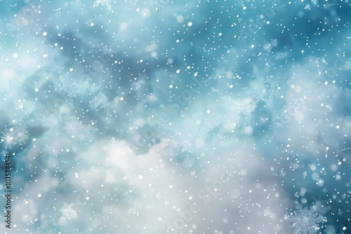 Dreamy Winter Sky Abstract with Delicate Snowflakes - Perfect for Holiday Cards and Seasonal Designs