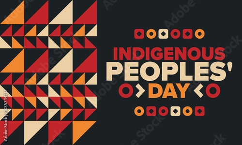 Indigenous Peoples' Day. Native American Day. American Indian culture. Heritage Month. Celebrate annual in United States. Tradition pattern. Poster, card, banner and background. Vector illustration