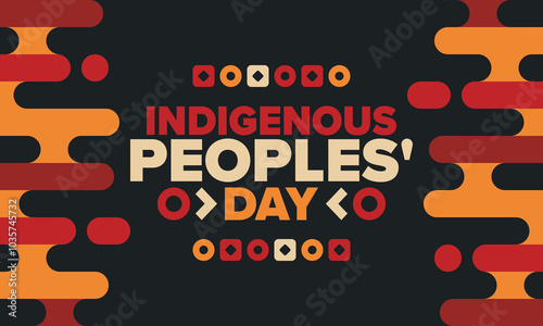 Indigenous Peoples' Day. Native American Day. American Indian culture. Heritage Month. Celebrate annual in United States. Tradition pattern. Poster, card, banner and background. Vector illustration