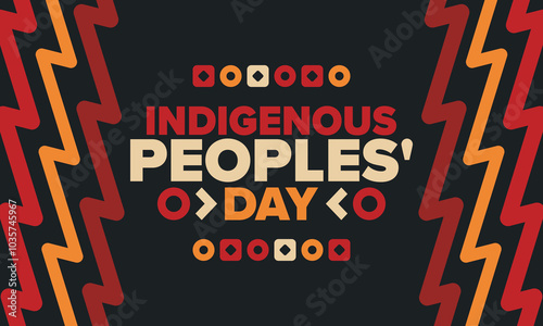 Indigenous Peoples' Day. Native American Day. American Indian culture. Heritage Month. Celebrate annual in United States. Tradition pattern. Poster, card, banner and background. Vector illustration