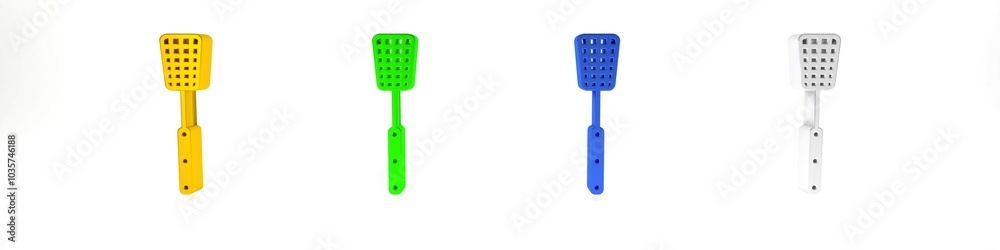 Colorful Barbecue spatula icon isolated on white background. Kitchen spatula icon. BBQ spatula sign. Barbecue and grill tool. Minimalism concept. 3D render illustration Colorful Barbecue spatula icon isolated on white background. Kitchen spatula icon. BBQ spatula sign. Barbecue and grill tool. Minimalism concept. 3D render illustration