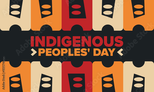 Indigenous Peoples' Day. Native American Day. American Indian culture. Heritage Month. Celebrate annual in United States. Tradition pattern. Poster, card, banner and background. Vector illustration