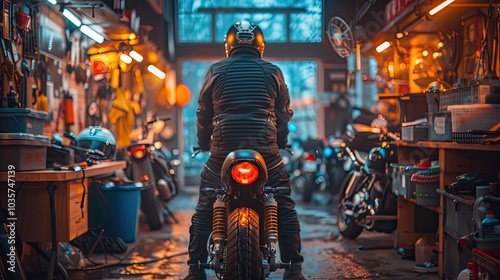 Mechanic Inspecting a Motorbike After Repair Work in a Garage, Ensuring Quality and Safety in Automotive Service and Maintenance