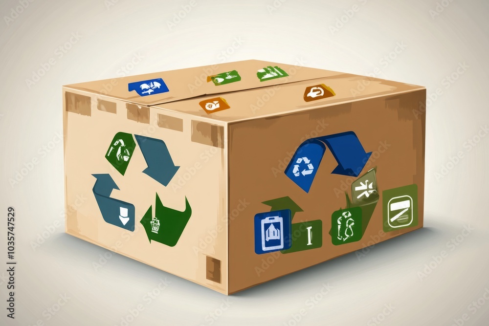 Fototapeta premium Recycling and Waste Separation Box with Icons