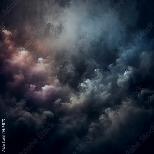 A smoky atmospheric background with a dark, mysterious ambiance. The background features White to slightly lighter tones in the center . Subtle, soft smoke rises from the bottom, swirling gently in