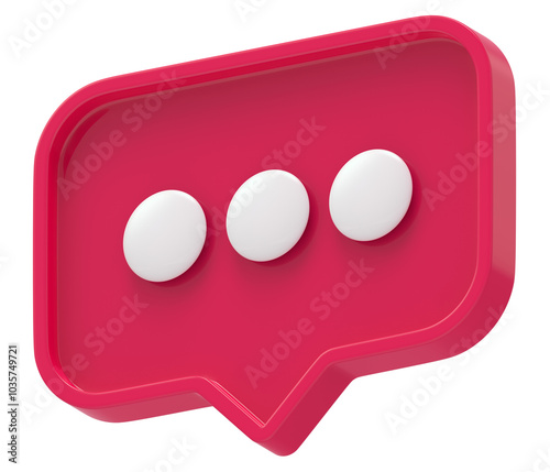 3d shape chat social media notification rectangle icon isolated transparent background 3D rendering