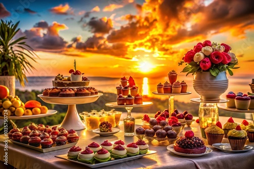 Wallpaper Mural Joyful Indulgence: Tempting Birthday Dessert Silhouette Photography for Celebrations Torontodigital.ca