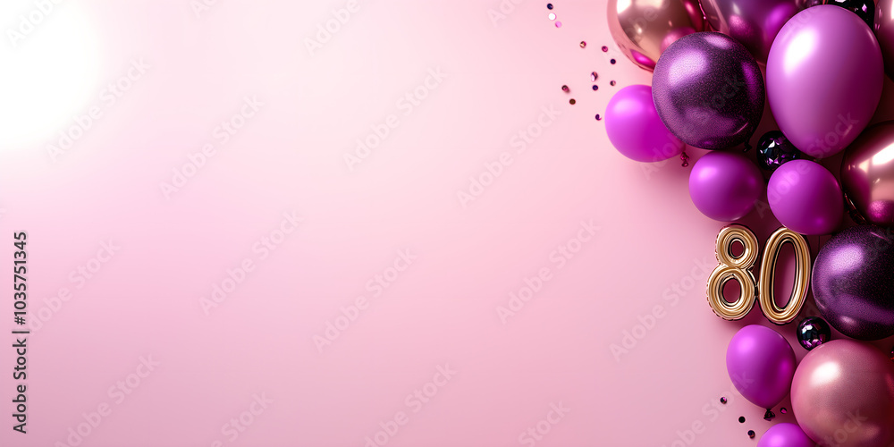pink background with balloons for 30 birthday festive celebration; plenty empty copy space pink background with balloons for 30 birthday festive celebration; plenty empty copy space