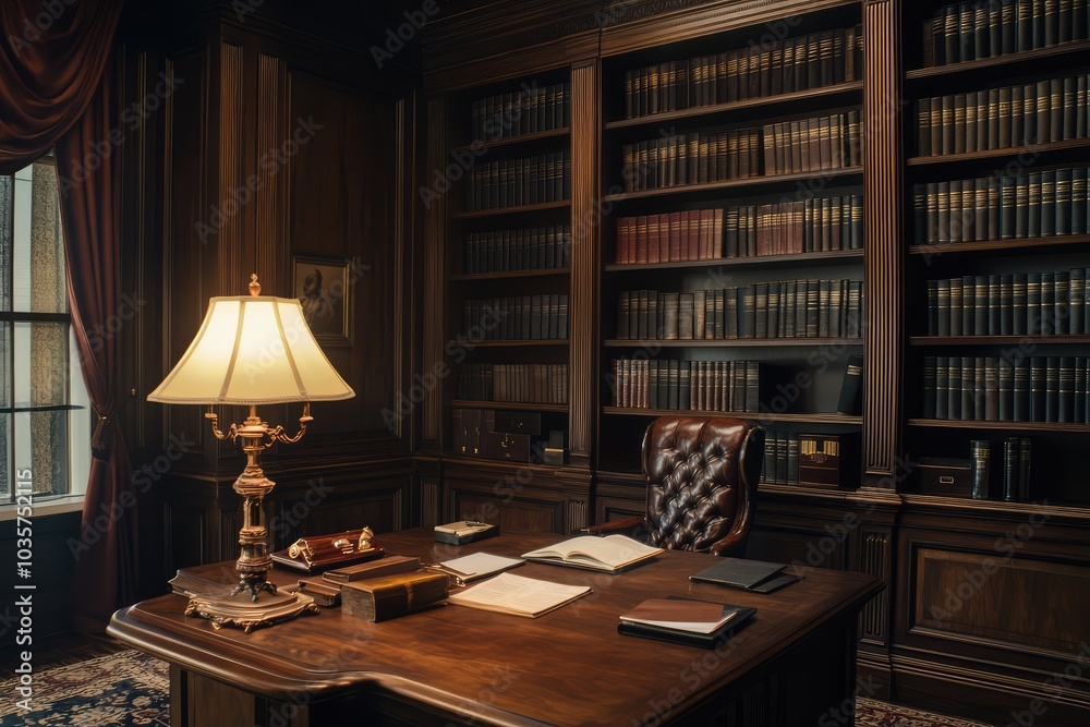 Classic Law Office Interior. AI generated illustration. Classic Law Office Interior. AI generated illustration.