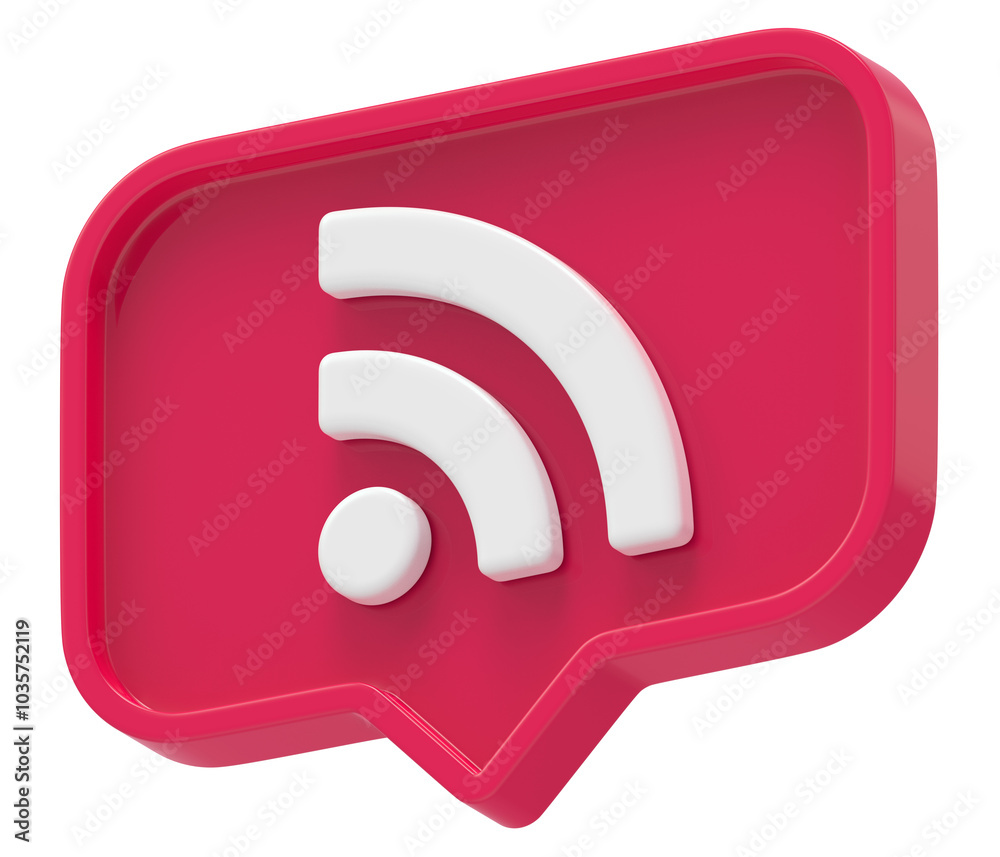 3d shape Rss or feed icon rectangle and chat icon isolated transparent background 3D rendering 3d shape Rss or feed icon rectangle and chat icon isolated transparent background 3D rendering