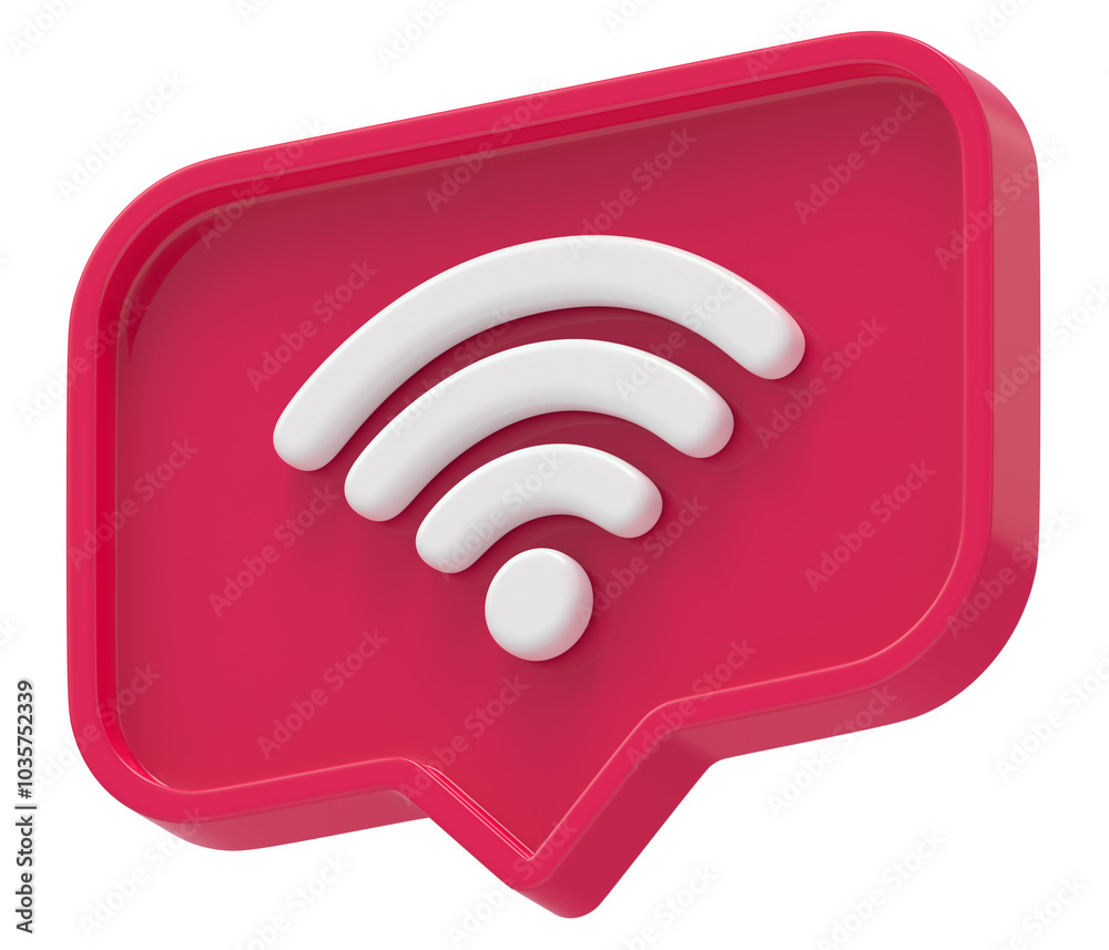3d shape wireless icon rectangle and chat icon isolated transparent background 3D rendering