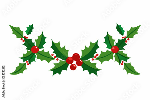 Decorative Christmas holly garland vector illustration