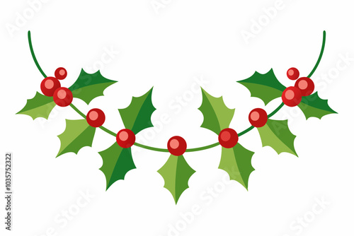 Decorative Christmas holly garland vector illustration