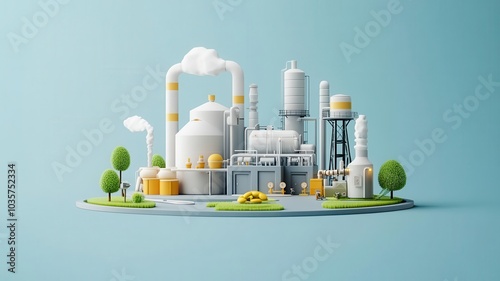 Industrial symbiosis, businesses sharing resources in a closedloop system, 3D illustration photo