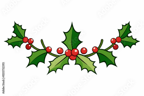 Decorative Christmas holly garland vector illustration