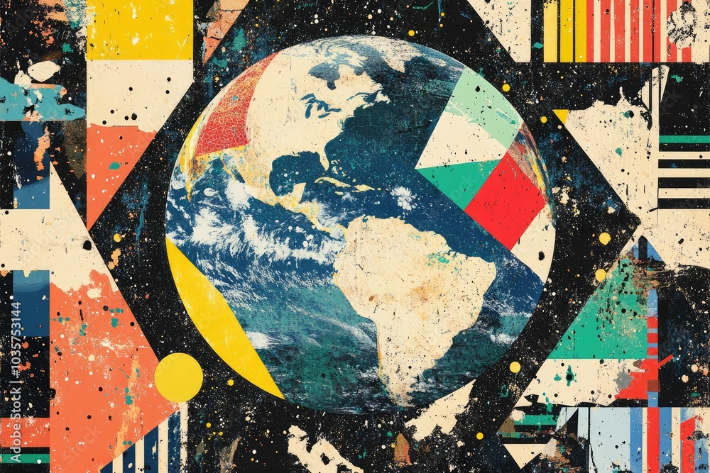 Fototapeta premium Earth Collage of Patterns. AI generated illustration.