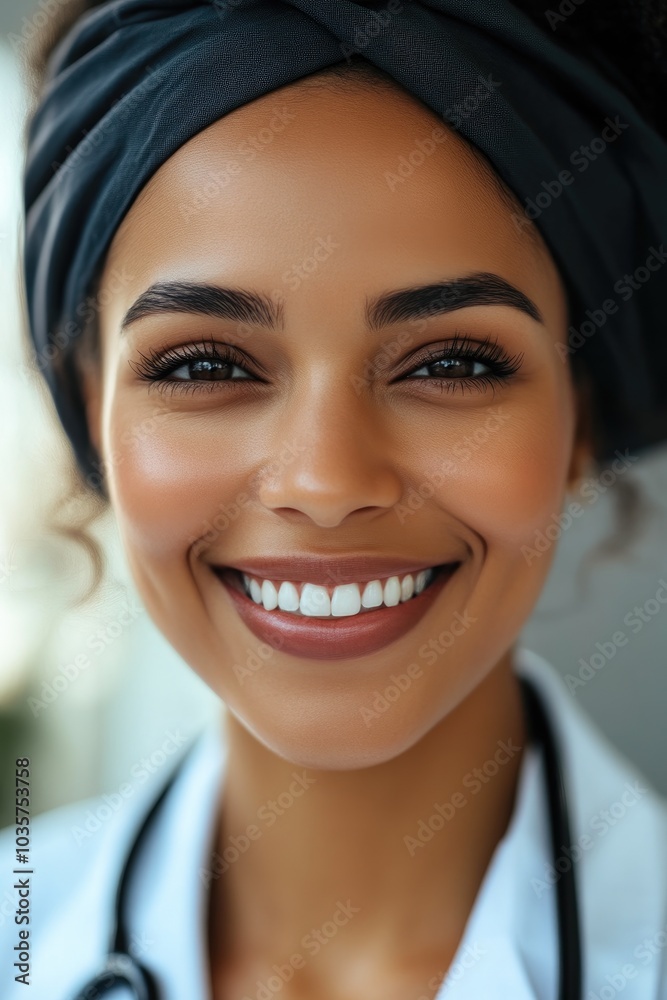 Smiling Female Physician in Modern Office Environment Smiling Female Physician in Modern Office Environment