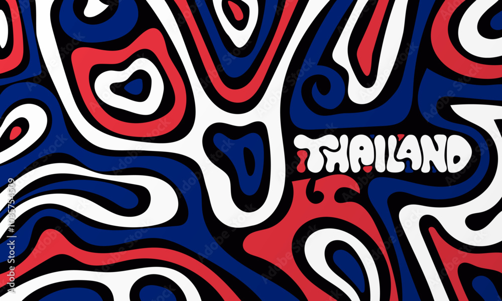 Obraz premium Thailand national day design with ethnic background in red blue and white on black background